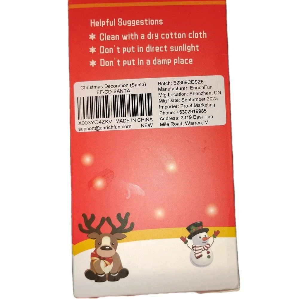 EnrichFun Santas Set of 2 Ornaments Hand Painted Ethoxylate Resin NOB